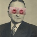 Envisionaries #1, 2013 --- My mouth during speech pinned over the eyes of my ancestors 45 x 69cm Photomontage; C-type lambda prints, box framed in black 