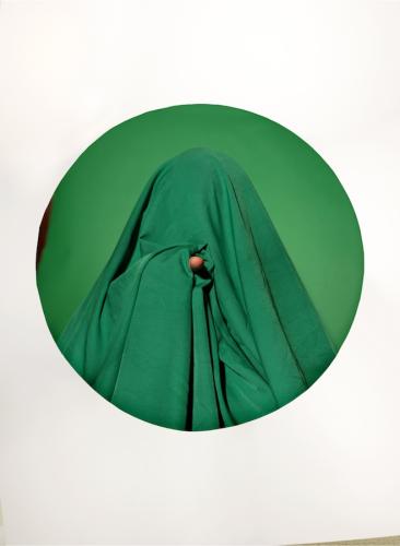 Imposition (my mum within green-screen backdrop, behind cut white card), 2012