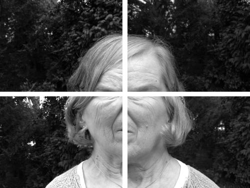 A Window In To : Out Of; Four separately diasec mounted photographs of my Mother's face, 2017, 67 x 88cm