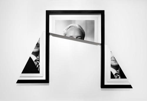 Balance (photographs of my paternal grandfather, two of which re-photographed with my eye looking through the print), 2021, 40 x 35cm