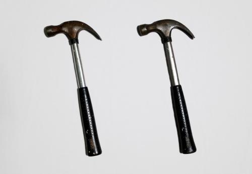 Heirloom, 2013, Father's inherited hammer alongside identical hammer replicated in foam