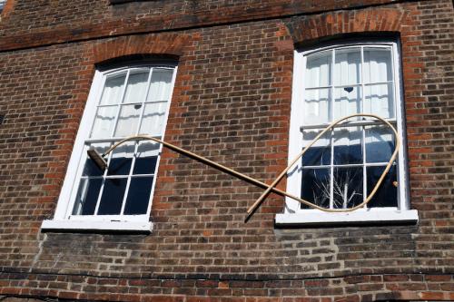 Moustache 3, Sculpture, Steambent wooden broom, 3 metres, 2021