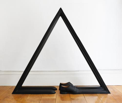 Shoes to form a triangle (sculpture) 128 x 112 x 20cm, 2025